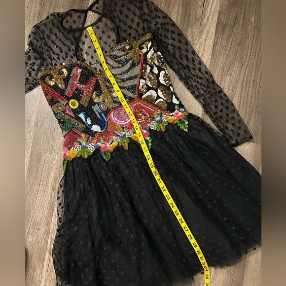 Naeem Kahn Dress Riazee Nights Beaded Sequin Embellished Sheer Polka Dot Tulle - Picture 6 of 9